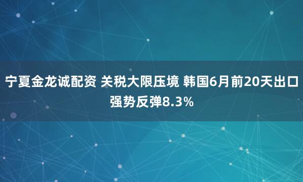 宁夏金龙诚配资 关税大限压境 韩国6月前20天出口强势反弹8.3%
