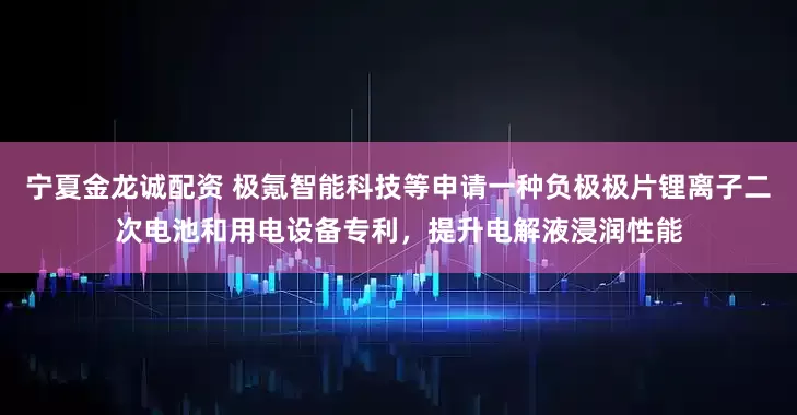 宁夏金龙诚配资 极氪智能科技等申请一种负极极片锂离子二次电池和用电设备专利，提升电解液浸润性能